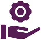 Hand holding a gear icon.